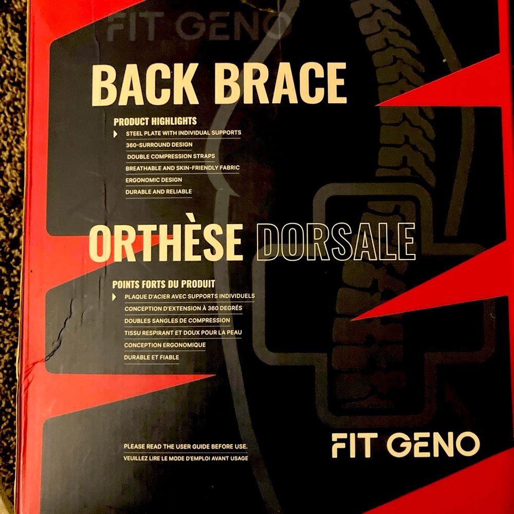 Fit geno back brace size XL